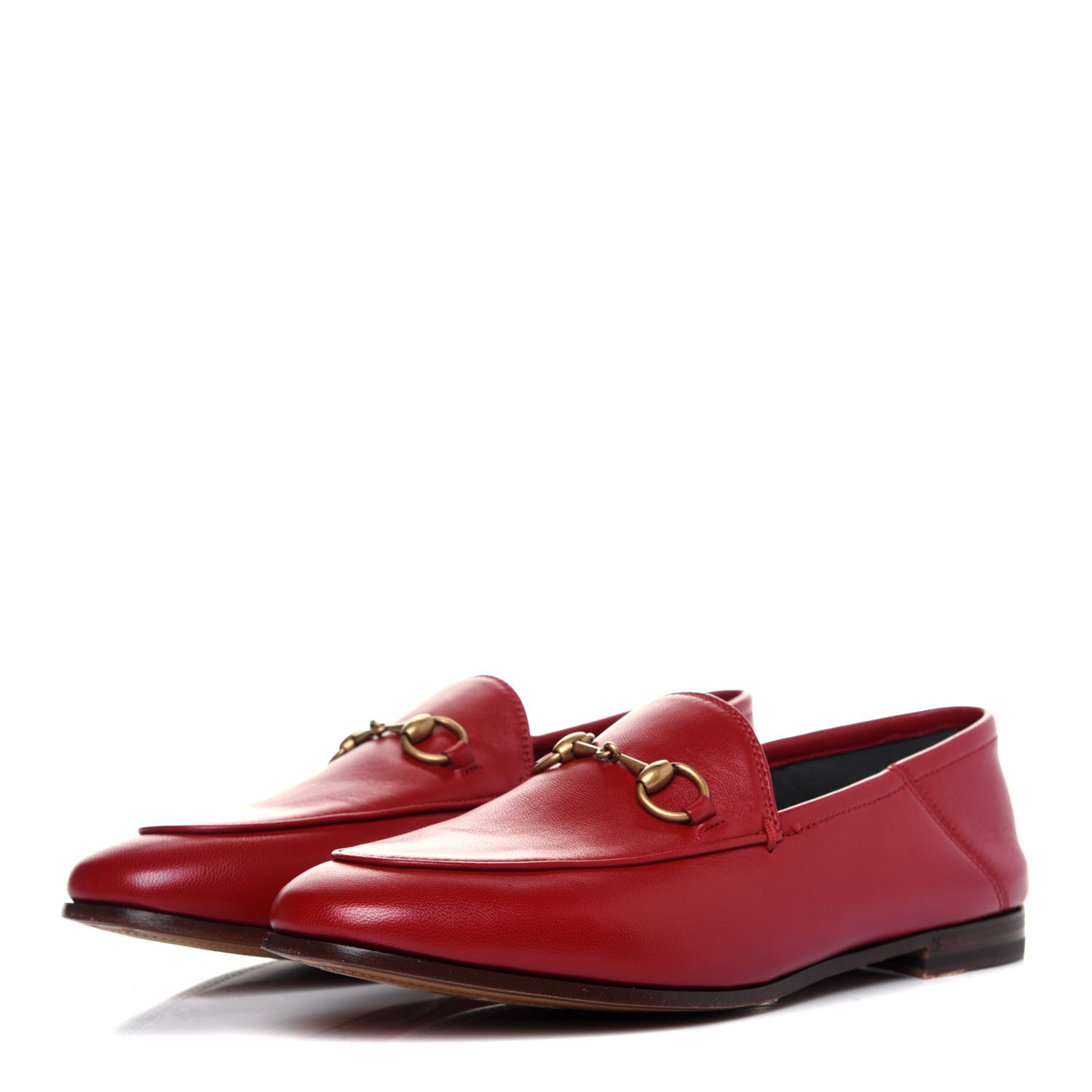 Gucci Lambskin Womens Brixton Horsebit Loafers 37.5 Hibiscus Red 3 of 12