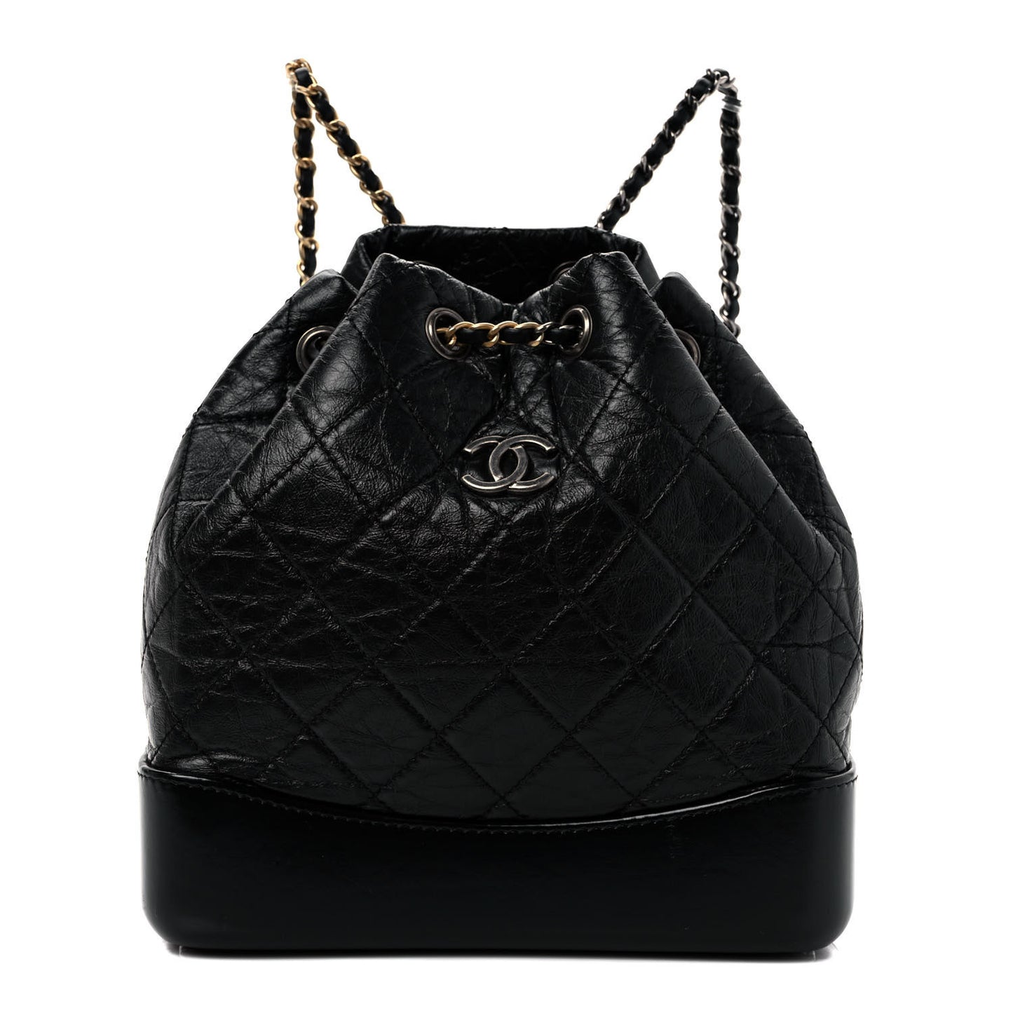 Aged Calfskin Quilted Small Gabrielle Backpack Black