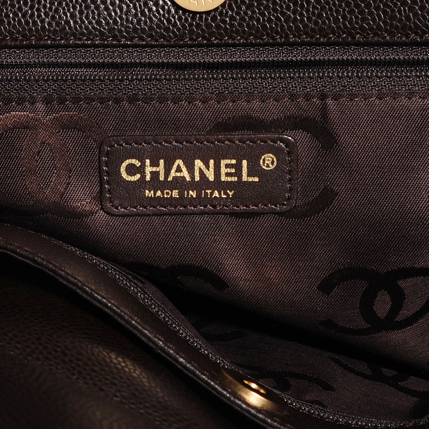 Chanel Caviar CC Stitched Large Tote Brown 6 of 7