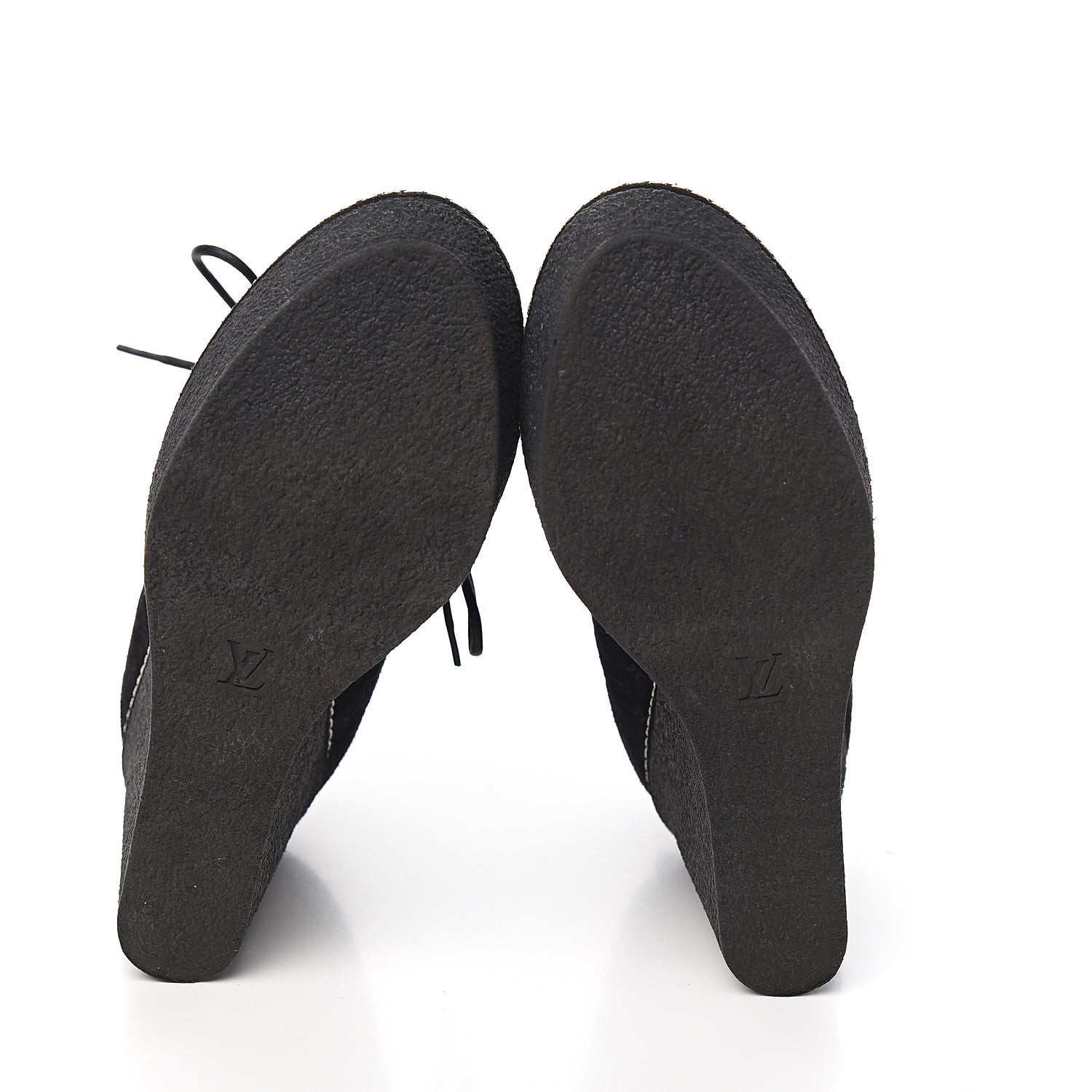 Louis Vuitton Suede Embossed Monogram Frosty Wedge Low Boots 38 Black 5 of 9