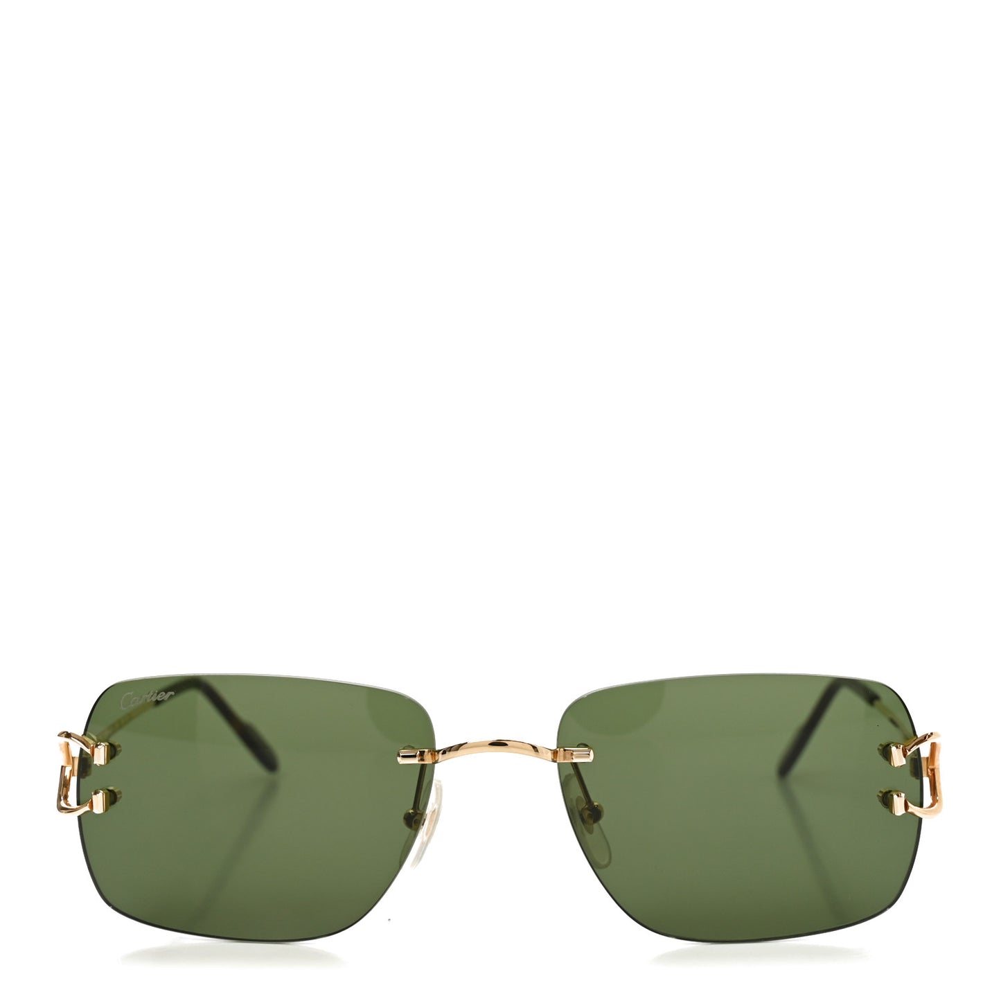 Metal Rimless C Decor Sunglasses CT0330S Gold Green