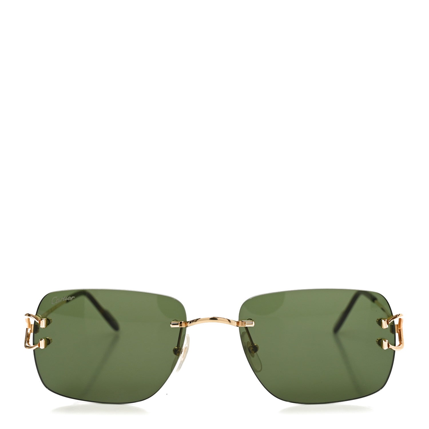 Cartier Metal Rimless C Decor Sunglasses CT0330S Gold Green 2 of 7