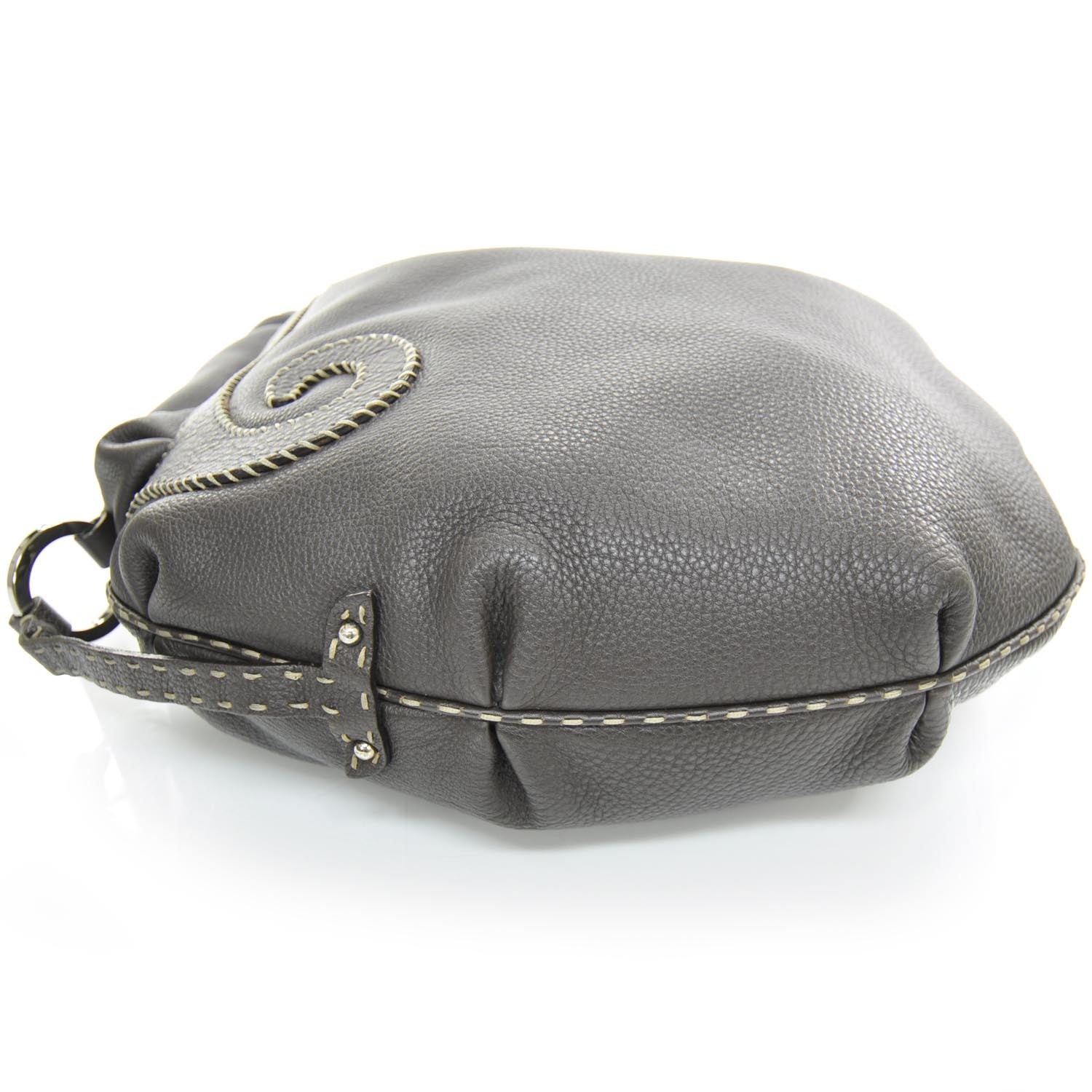 Fendi Calfskin Romano Selleria Biga Hobo Dark Brown 5 of 10