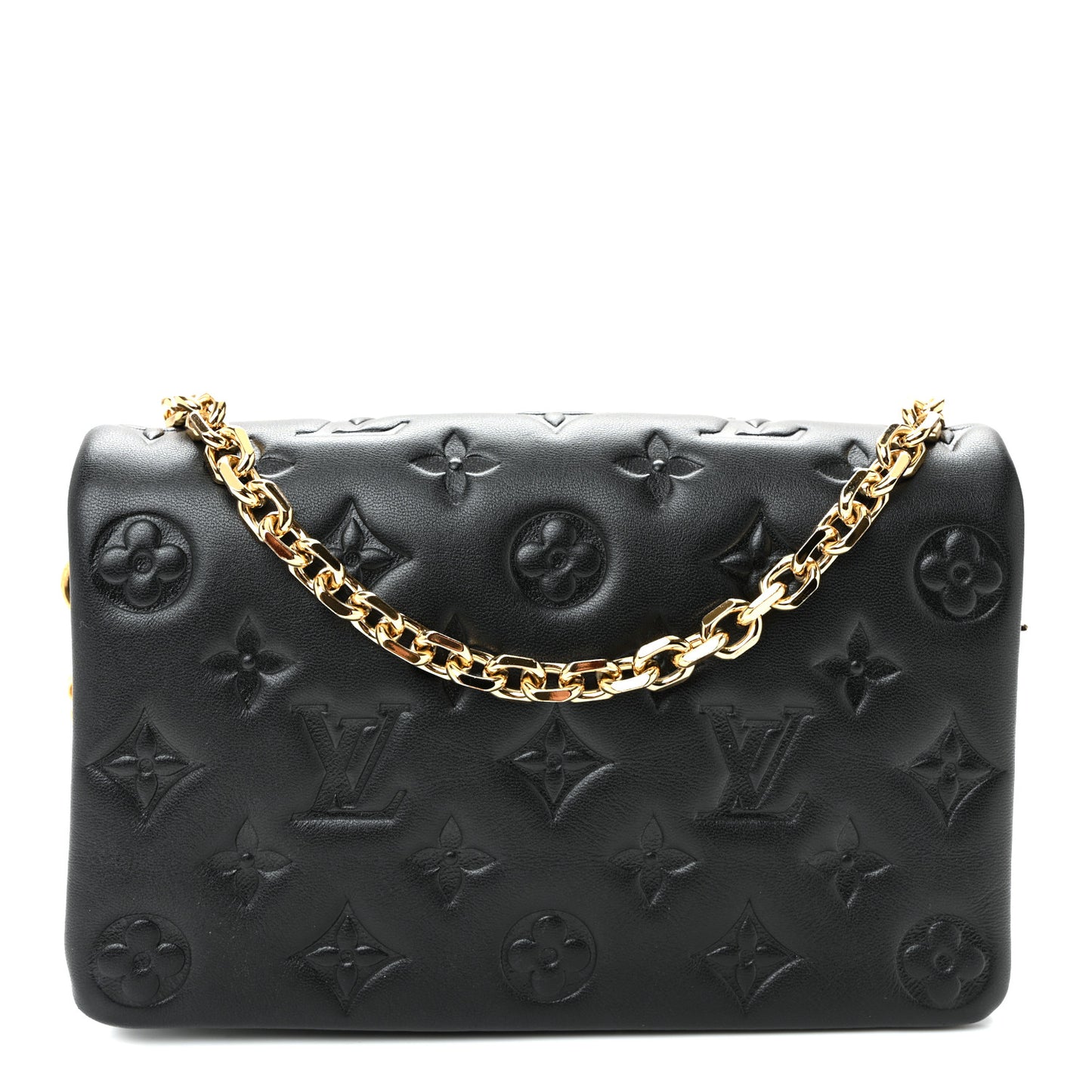Lambskin Embossed Monogram Pochette Coussin Black