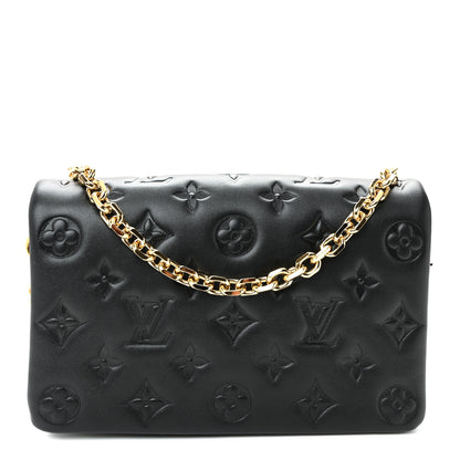 Louis Vuitton Lambskin Embossed Monogram Pochette Coussin Black 1 of 10