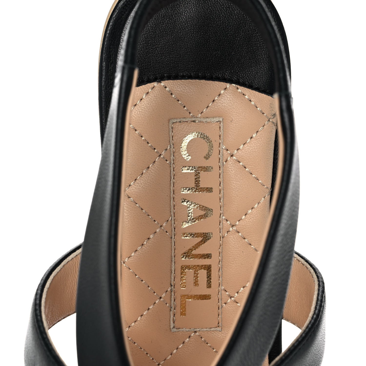 Chanel Lambskin Chain CC Thong Sandals 38 Black 7 of 8