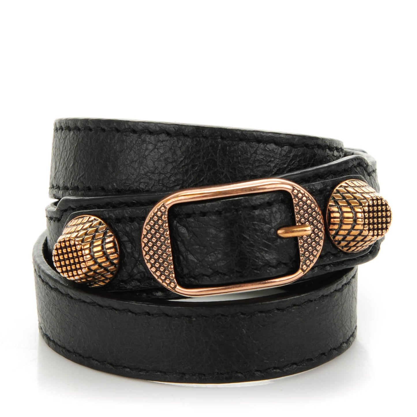 Agneau Giant 12 Rose Gold Hardware Triple Tour Bracelet S Black