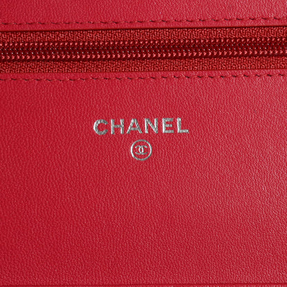 Chanel Lambskin Quilted Wallet On Chain WOC Dark Pink 5 of 7