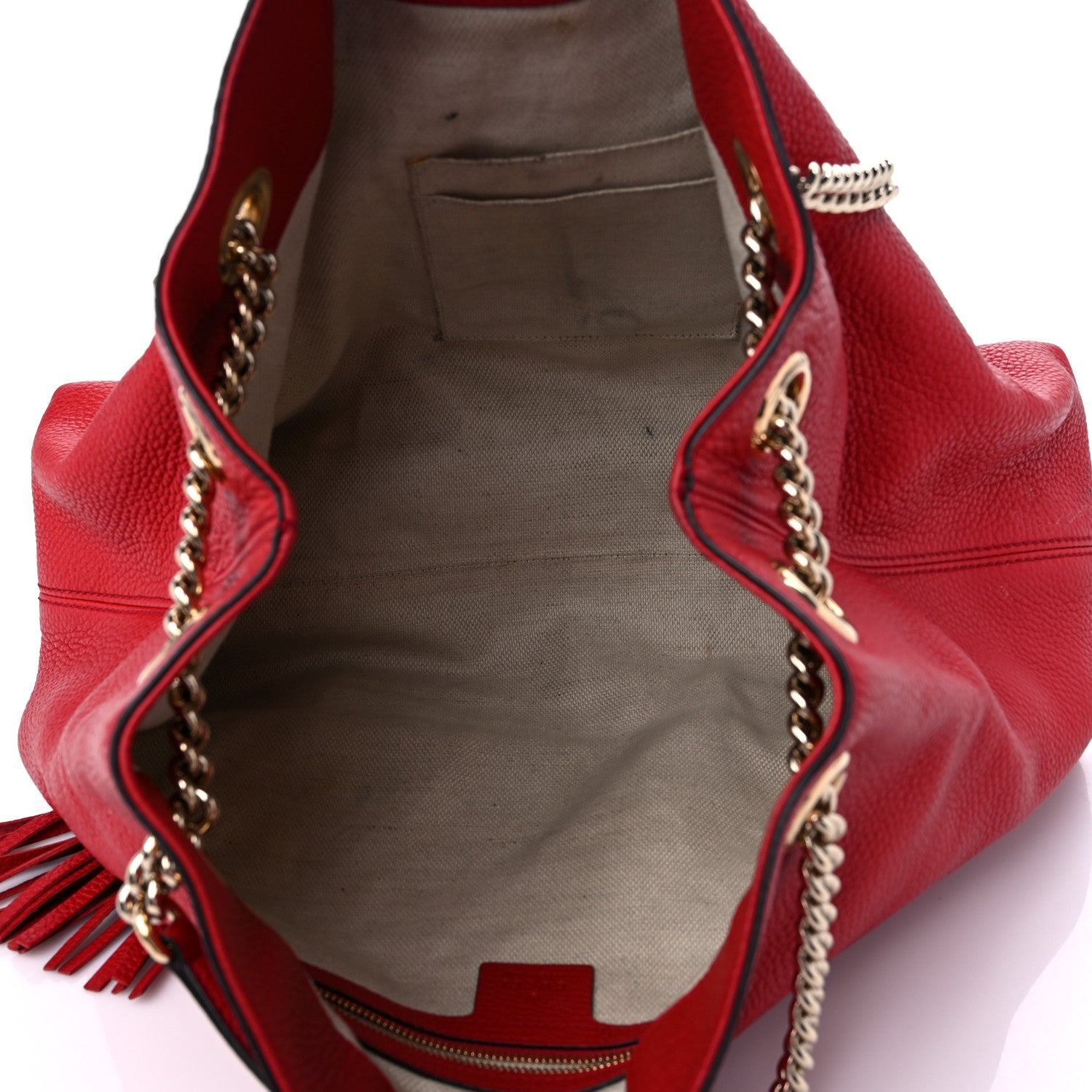 Gucci Cellarius Calfskin Medium Soho Chain Shoulder Bag Vibrant Red 5 of 14