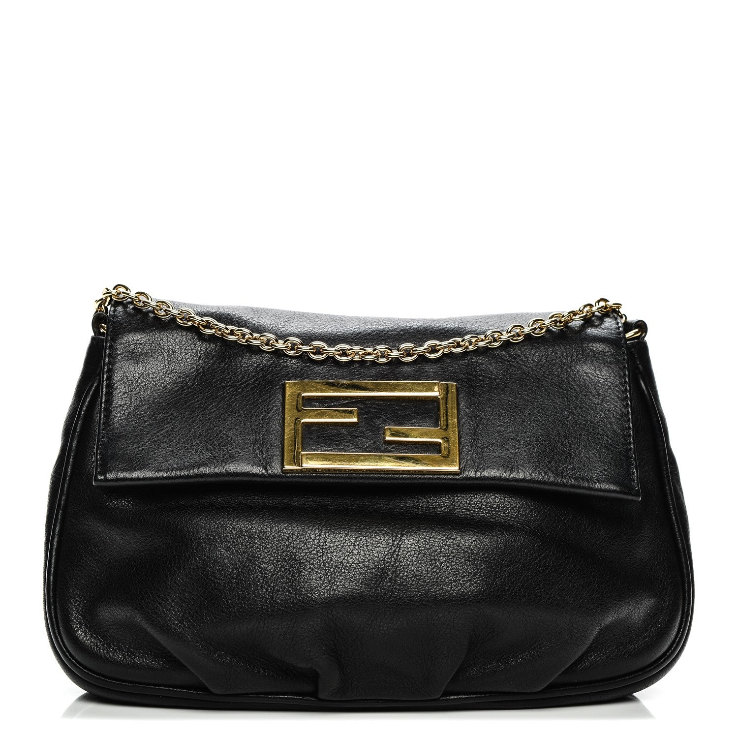 Fendi Vitello Flamingo Fendista Pouchette Crossbody Black 1 of 6