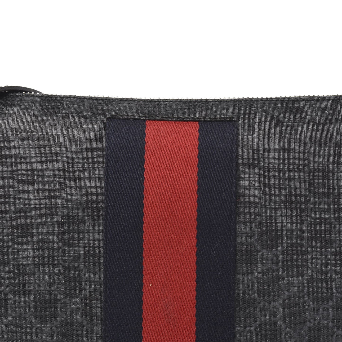 Soft GG Supreme Monogram Appia Calfskin Web East West Messenger Bag Black Grey