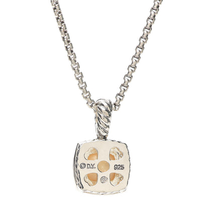 David Yurman Sterling Silver White Agate Diamond 7mm Petite Albion Pendant Necklace 5 of 5