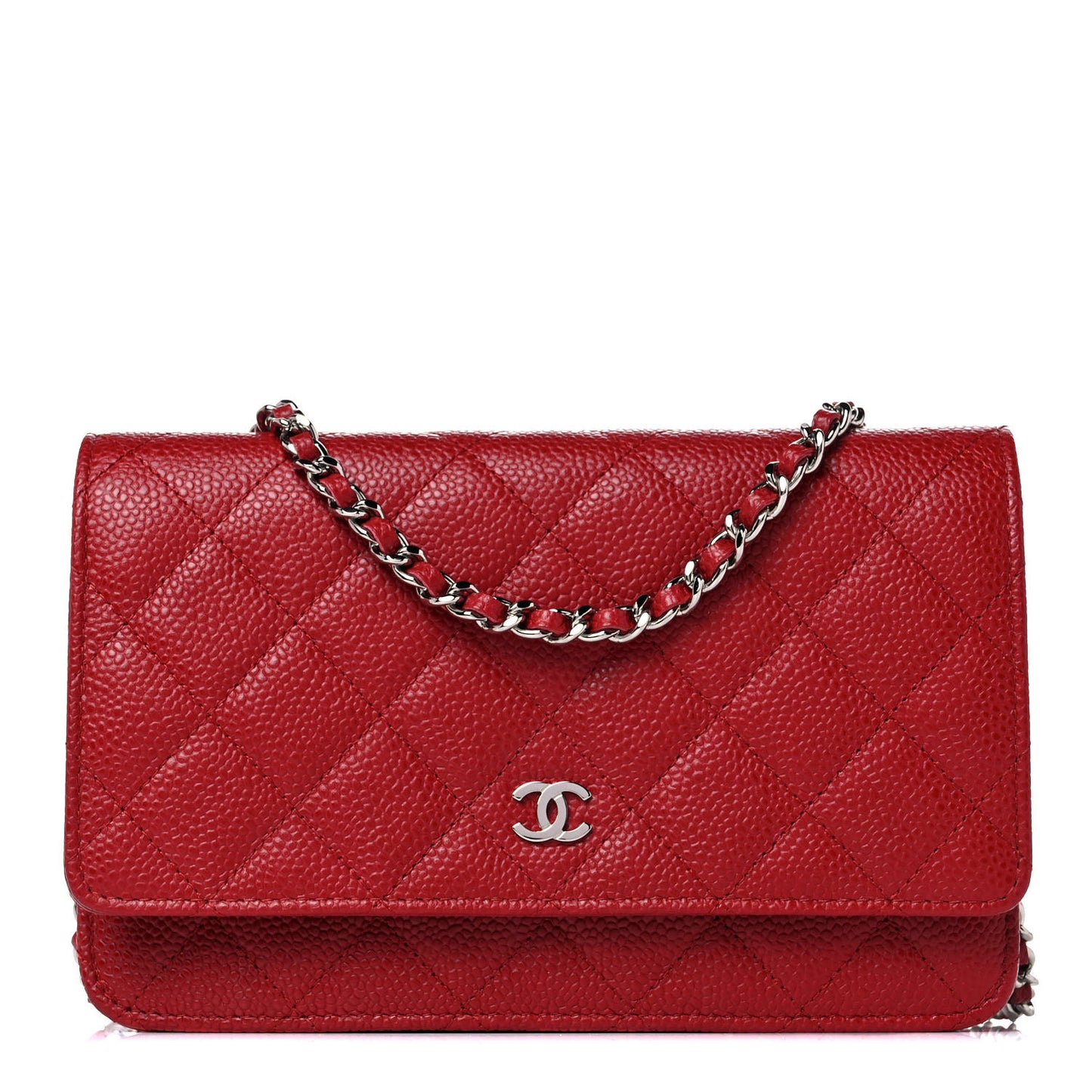 Caviar Quilted Wallet on Chain WOC Red