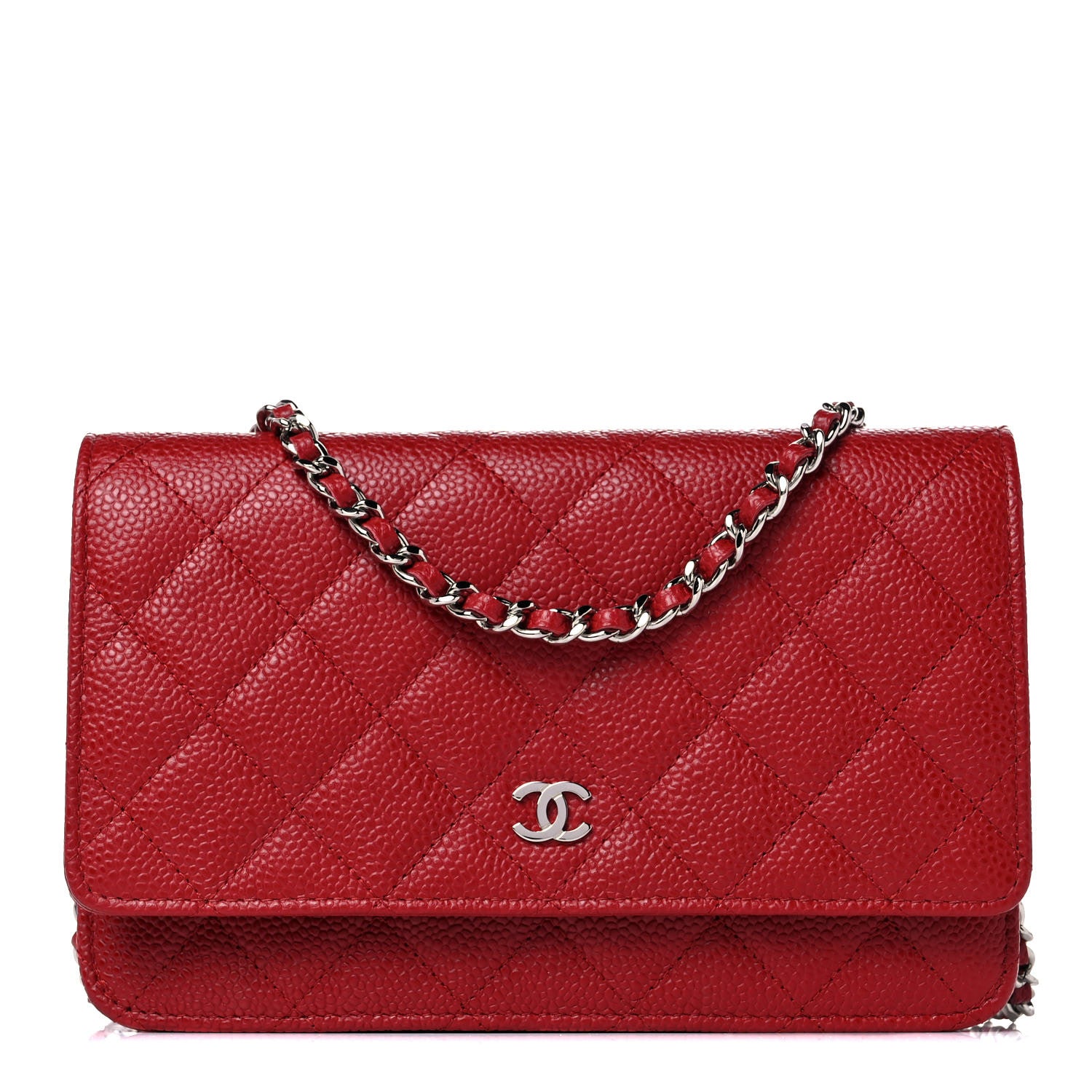 Chanel Caviar Quilted Wallet on Chain WOC Red 1 of 11