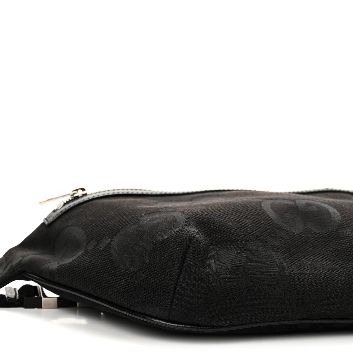 Monogram Jumbo GG Textured Dollar Calfskin Web Belt Bag Black