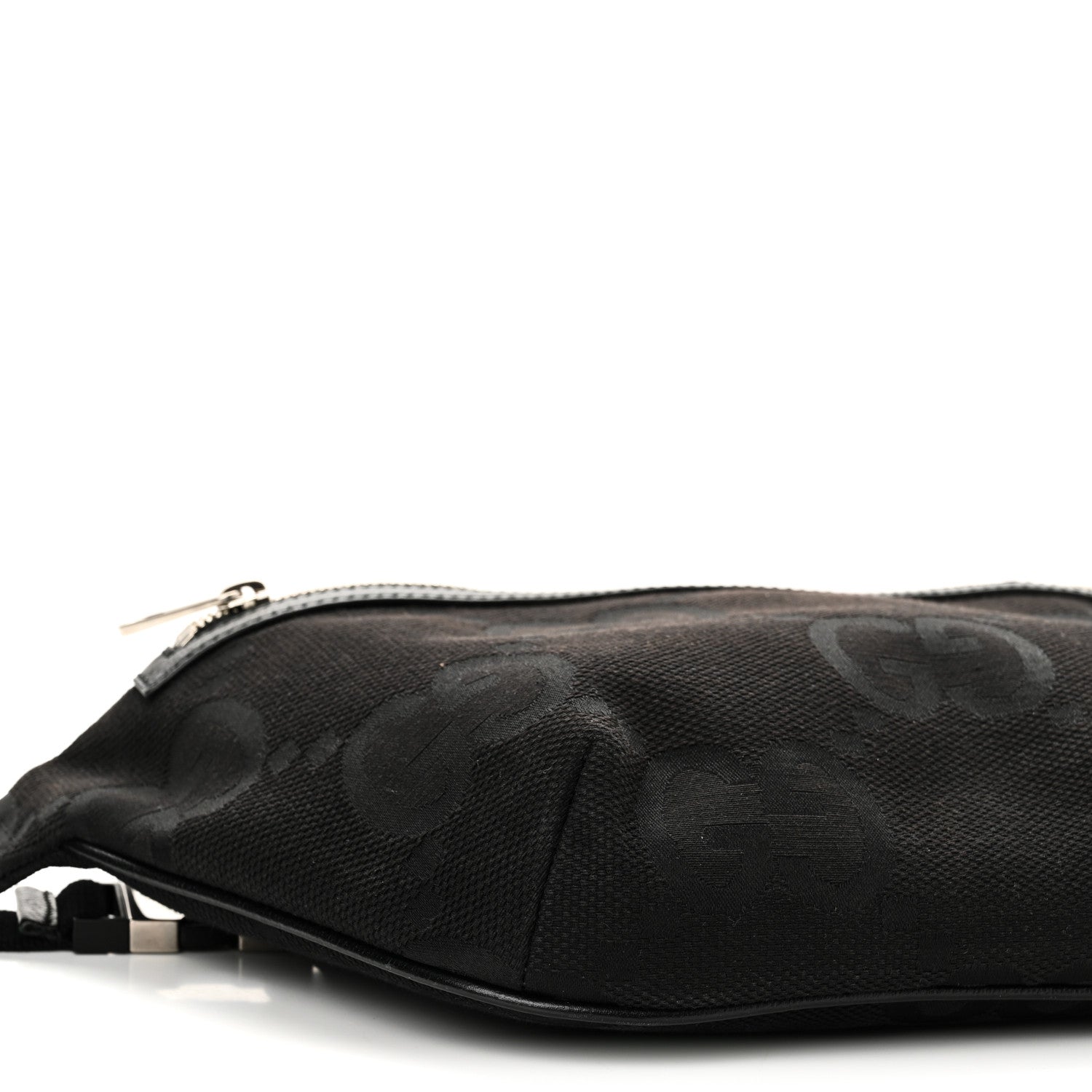 Gucci Monogram Jumbo GG Textured Dollar Calfskin Web Belt Bag Black 17 of 18