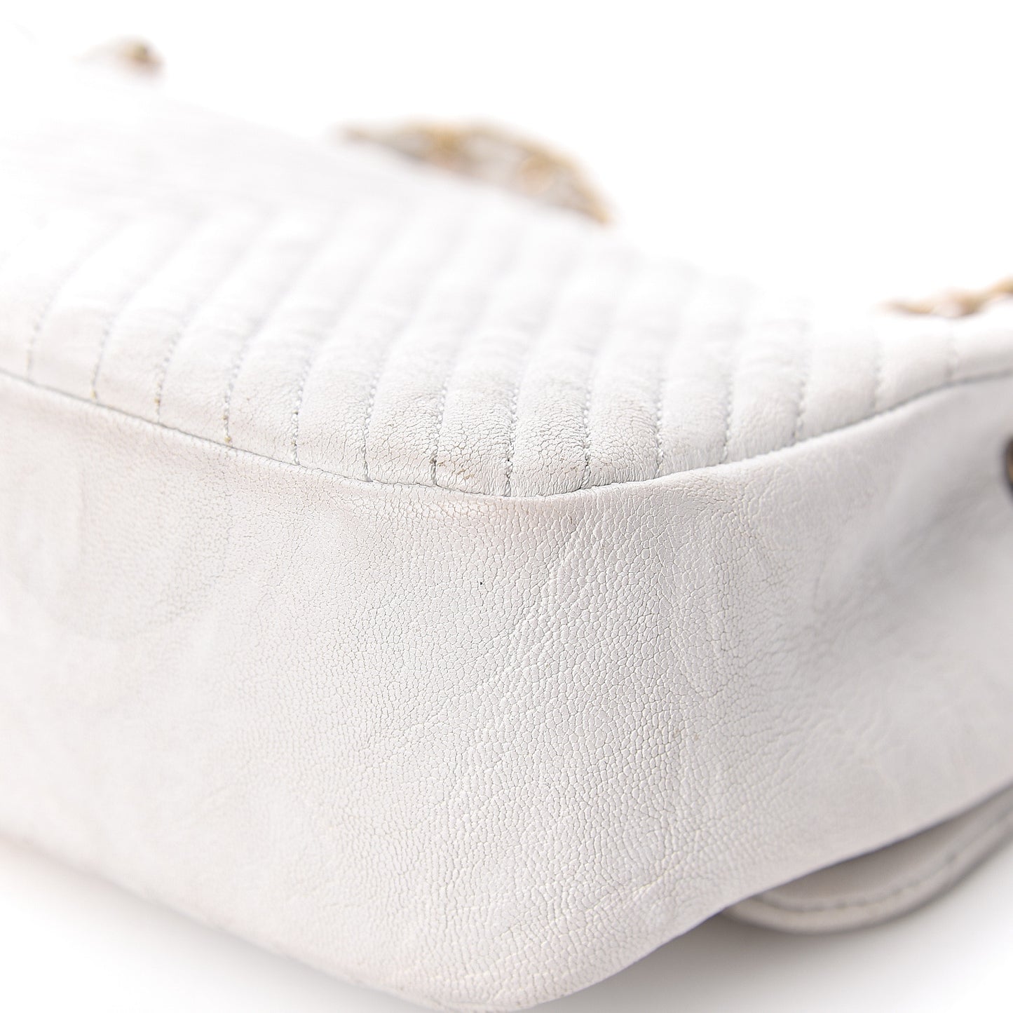Calfskin Surpique Chevron Small Flap White