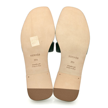 Hermes Epsom Oran Sandals 36.5 Vert Cactus 5 of 8