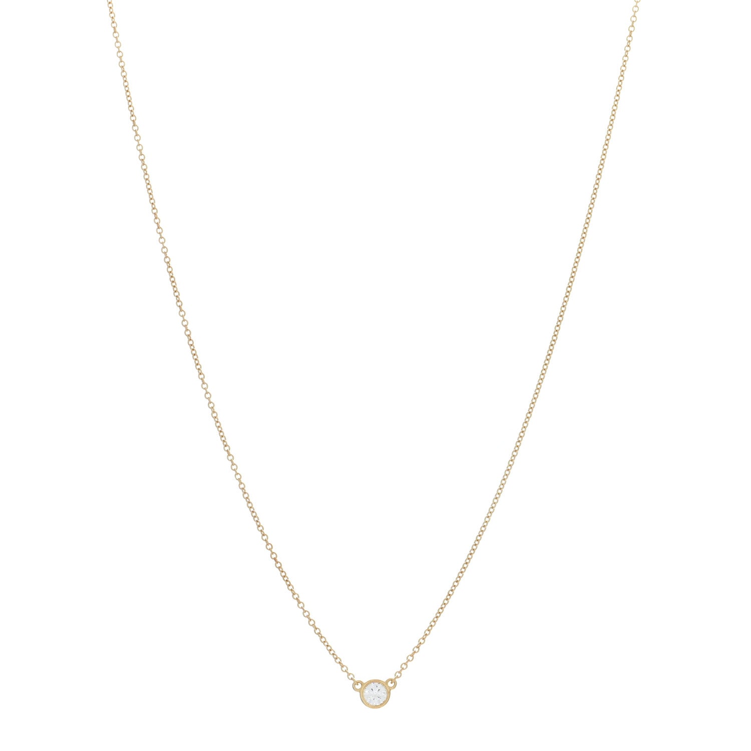Tiffany 18K Yellow Gold Diamond .19ct Elsa Peretti Diamonds by the Yard Pendant Necklace 1 of 5