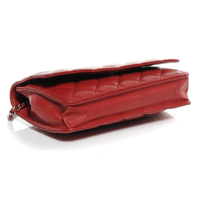 Chanel Lambskin Quilted Wallet On Chain WOC Red 4 of 8