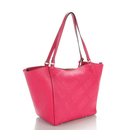 Burberry Signature Grain Calfskin Check Embossed Small Canterbury Tote Vibrant Fuchsia 3 of 8