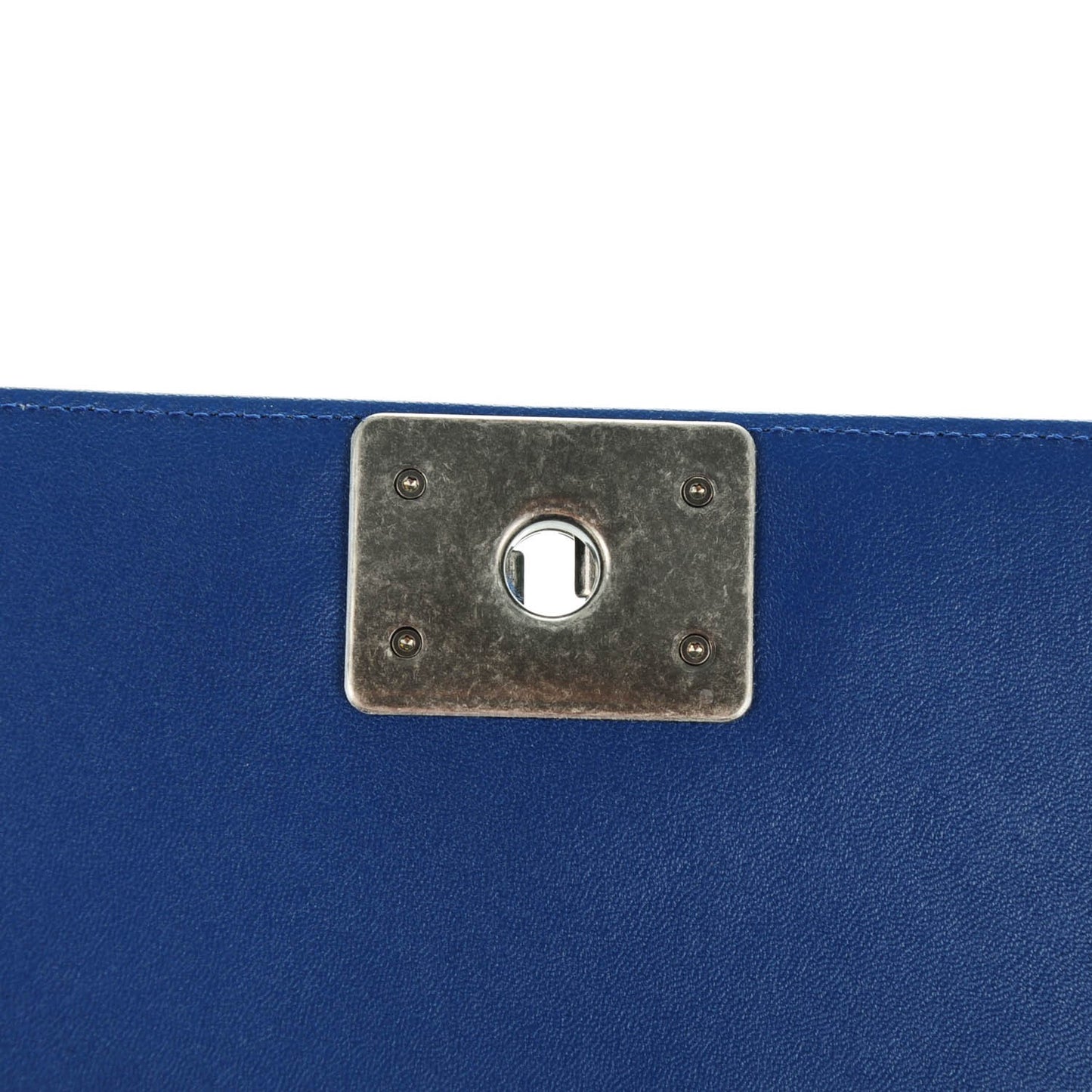 Lambskin Quilted Medium Boy Flap Dark Blue