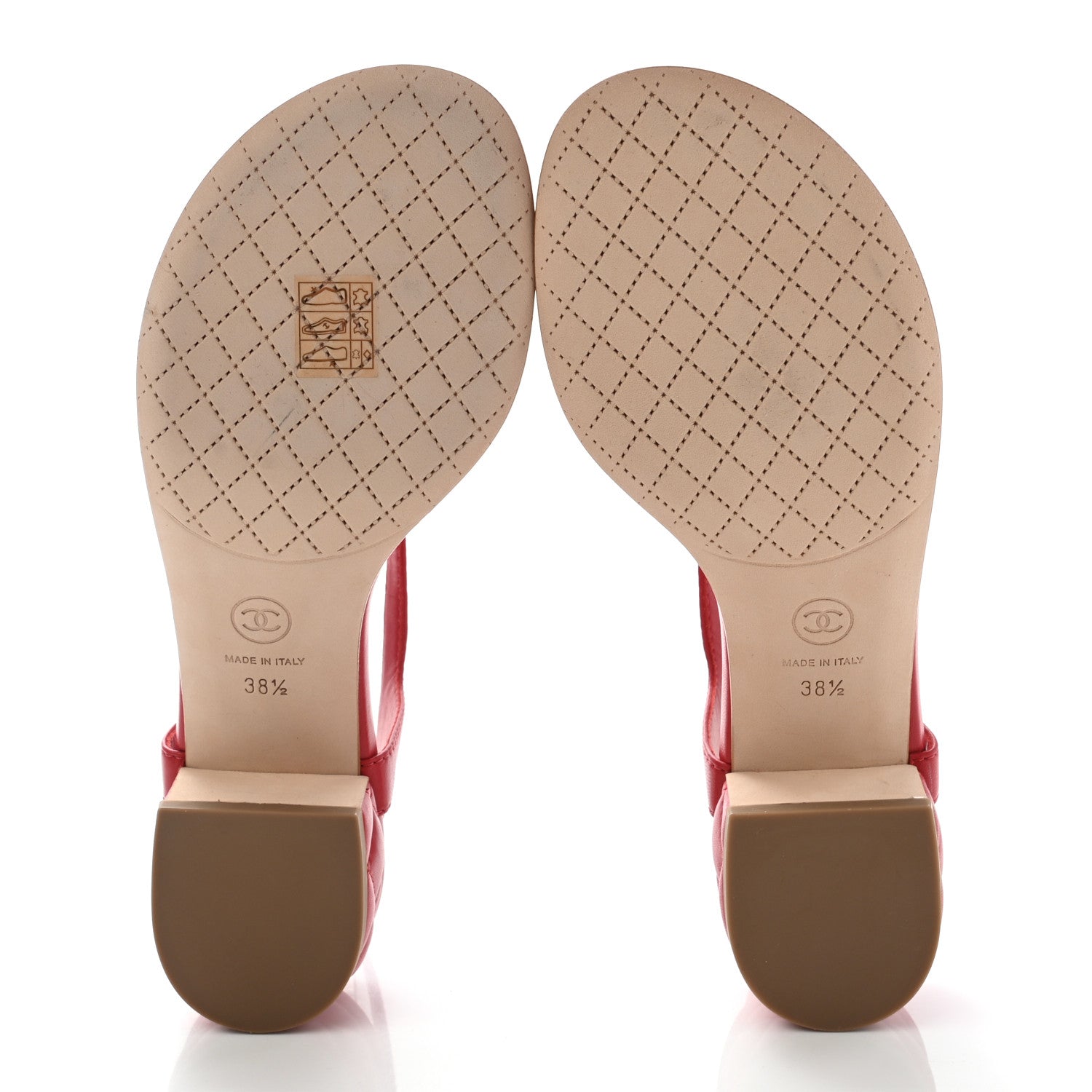 Chanel Lambskin Chain CC Logo Thong Sandals 38.5 Red 5 of 9