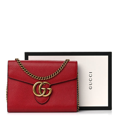 Gucci Calfskin GG Marmont Chain Wallet Vulcanic Red 13 of 13