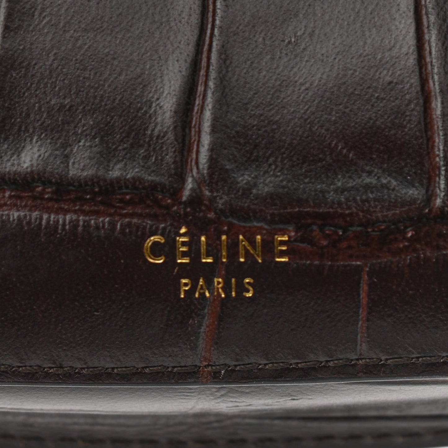 Crocodile Embossed Calfskin Mini Symmetrical Bag Brown