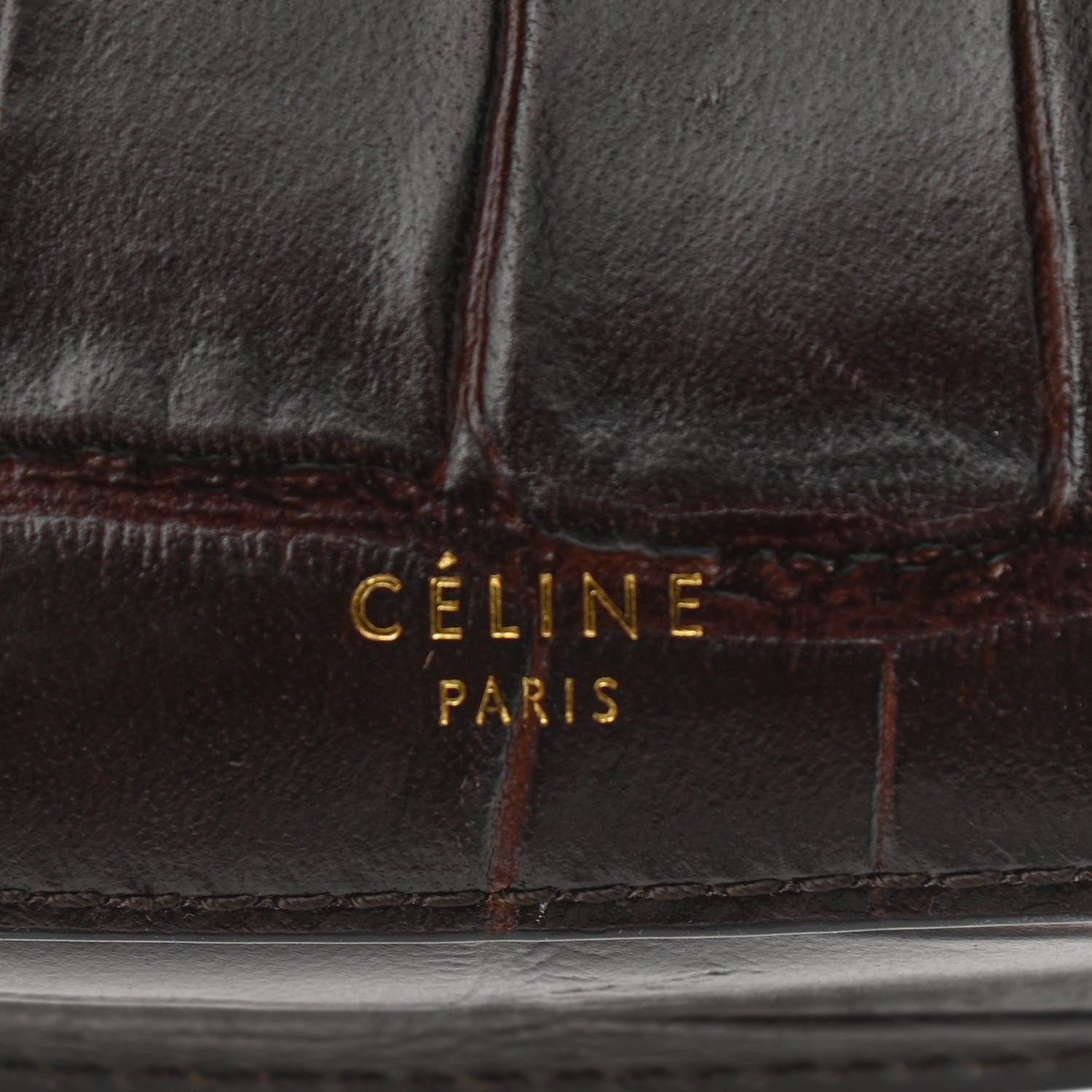 Celine Crocodile Embossed Calfskin Mini Symmetrical Bag Brown 6 of 11