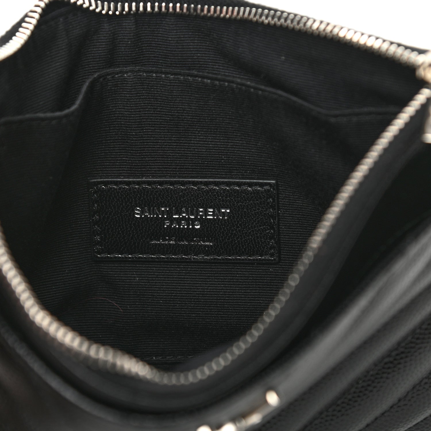 Saint Laurent Grain De Poudre Chevron Monogram Bill Pouch Black 6 of 10