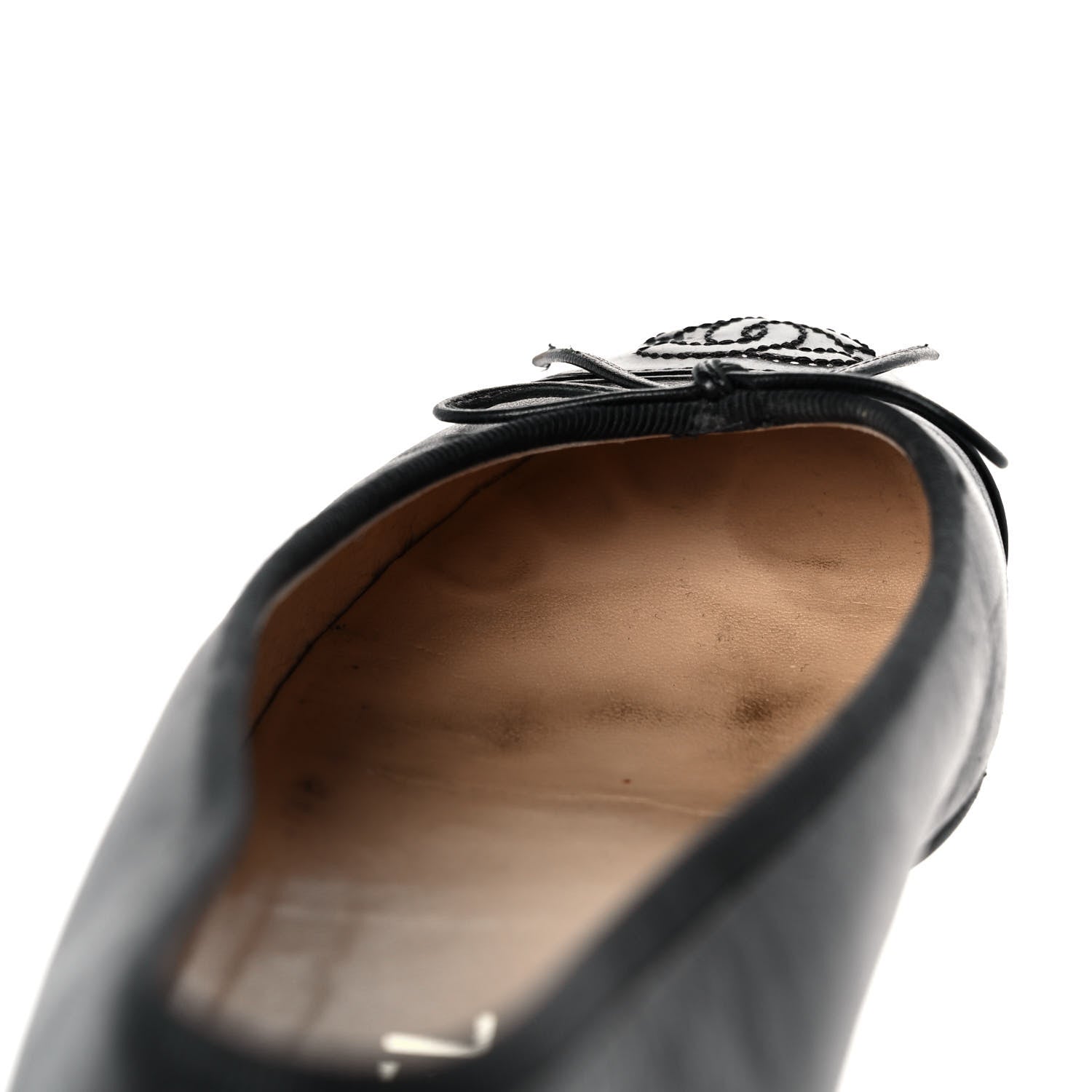 Chanel Lambskin Patent Cap Toe Ballerina Flats 37 Black 9 of 9