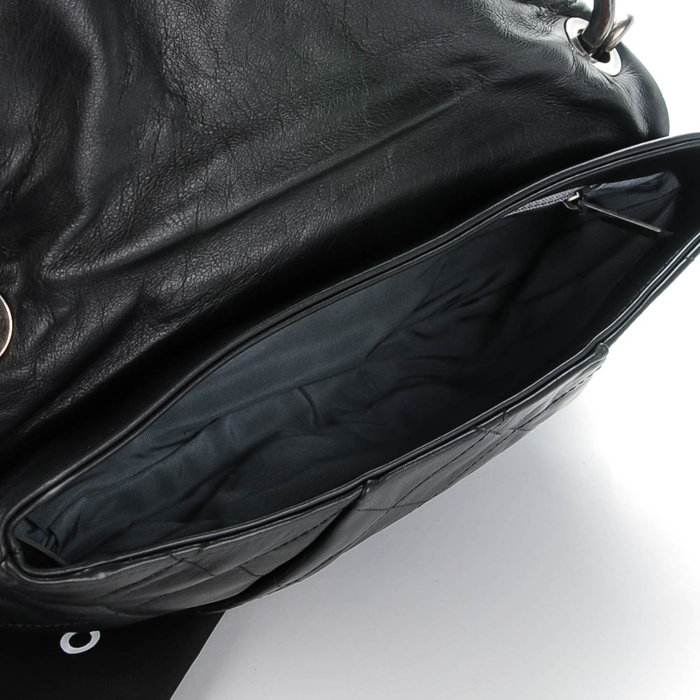 Calfskin Coco Pleats Messenger Flap Black