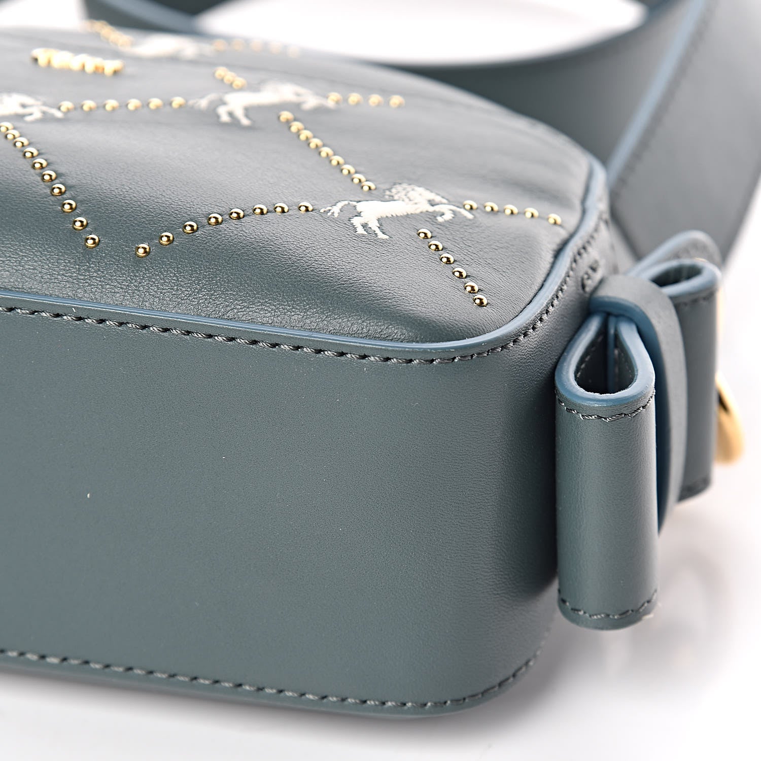 Chloe Smooth Calfskin Little Horses Embroidered Shoulder Bag Cloudy Blue 6 of 9