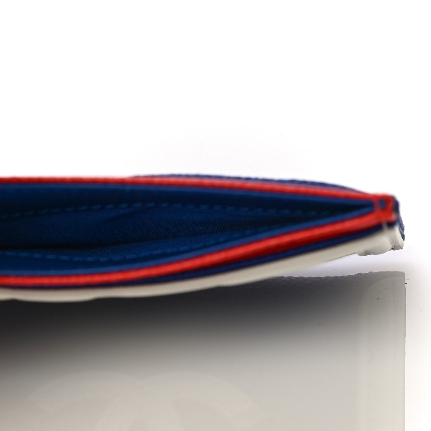 Caviar Quilted Filigree Card Holder Blue White Red