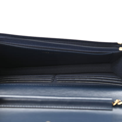 Chanel Denim Printed Wallet On Chain WOC Dark Blue 4 of 11