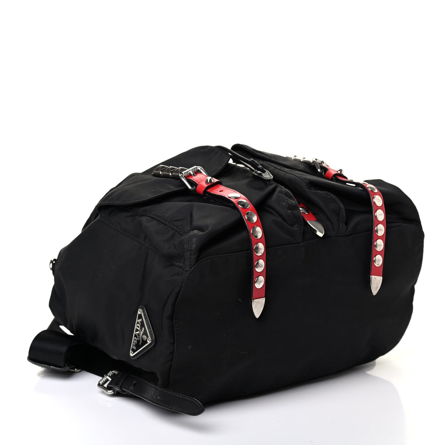 Nylon New Vela Studded Backpack Black Fuoco