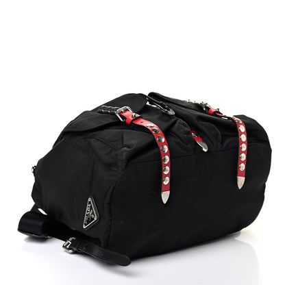 Prada Nylon New Vela Studded Backpack Black Fuoco 3 of 4
