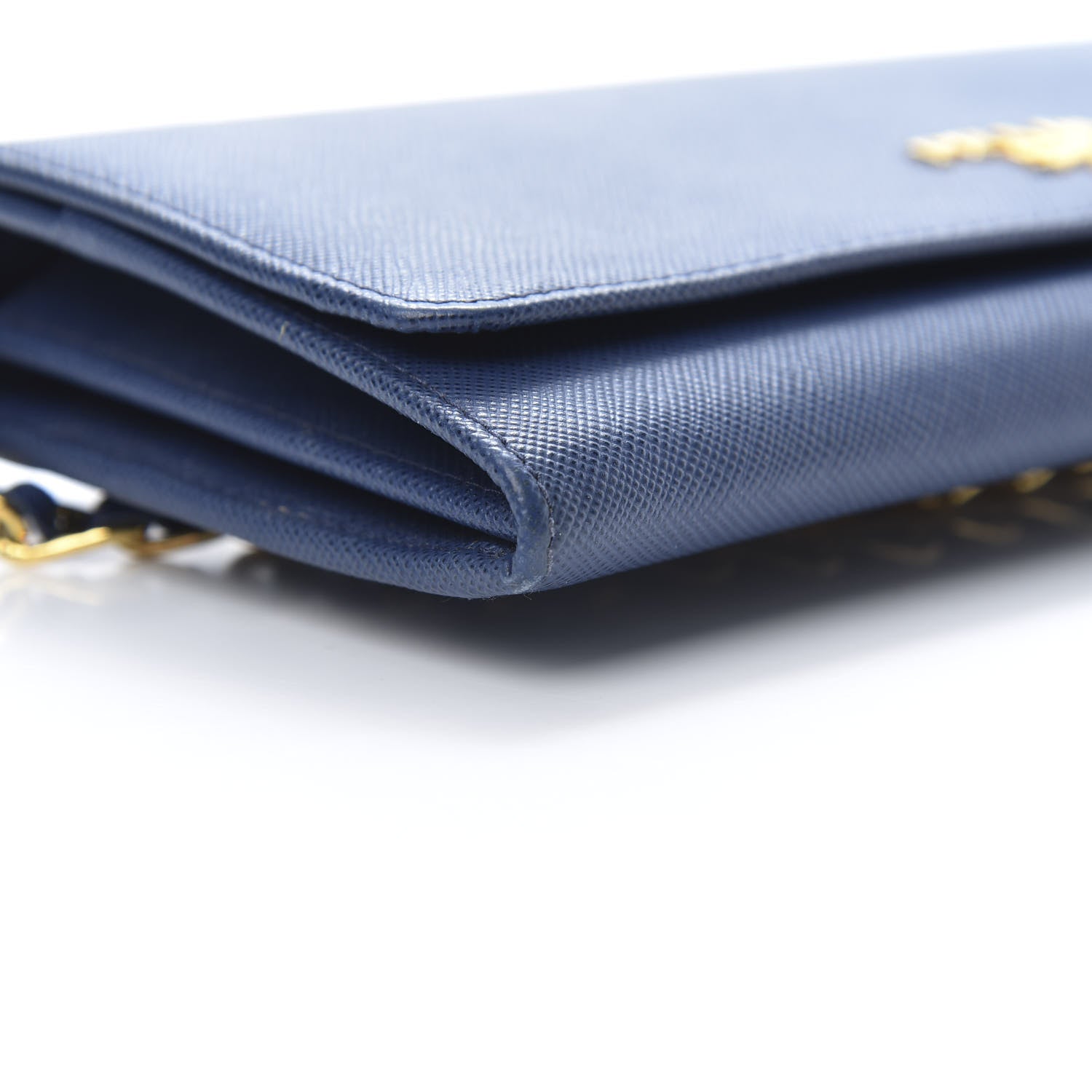 Prada Saffiano Metal Oro Chain Wallet Bleuette 10 of 15