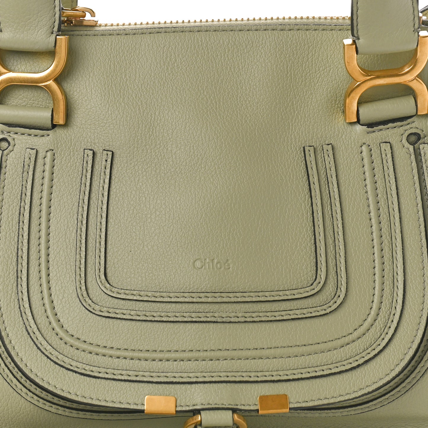 Calfskin Small Marcie Satchel Faded Green