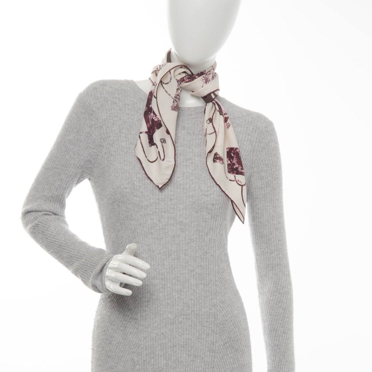 Silk Kelly en Caleche Scarf 70 Nacre Rose Rose Prune