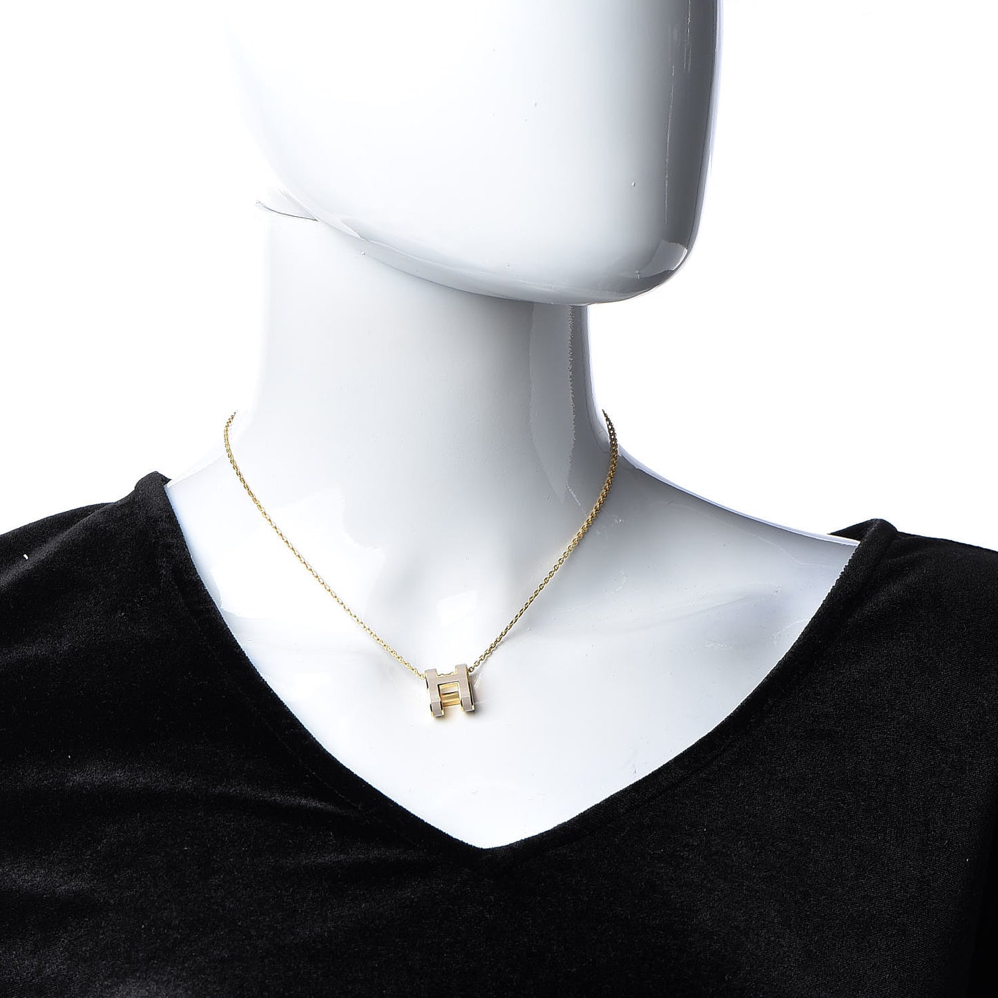 Lacquered Gold Pop H Pendant Necklace Marron Glace