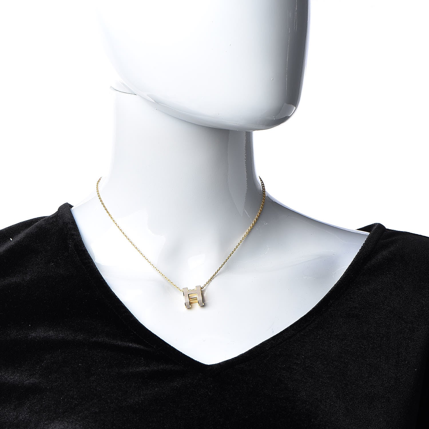 Hermes Lacquered Gold Pop H Pendant Necklace Marron Glace 2 of 8