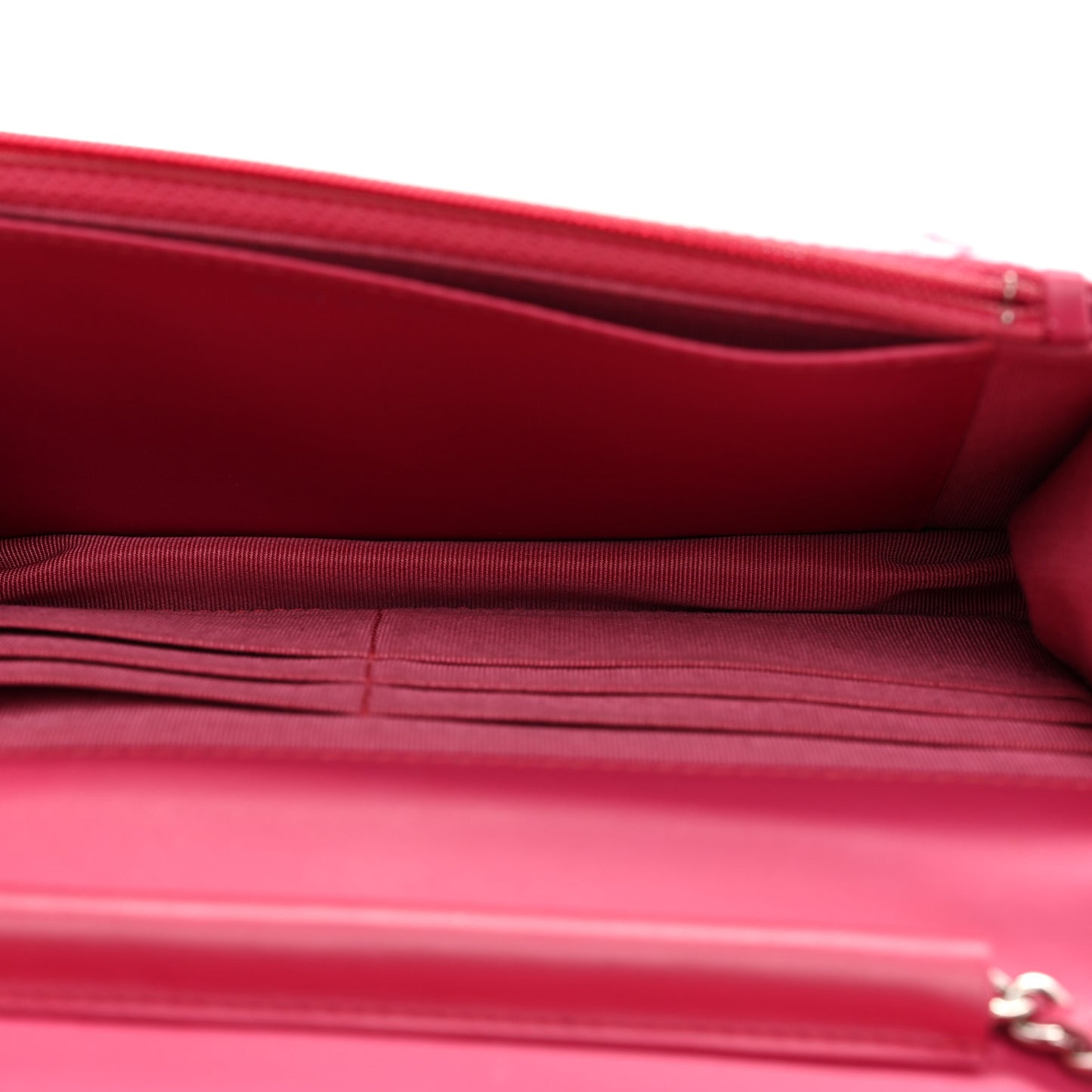 Patent Calfskin Quilted Wallet On Chain WOC Pink