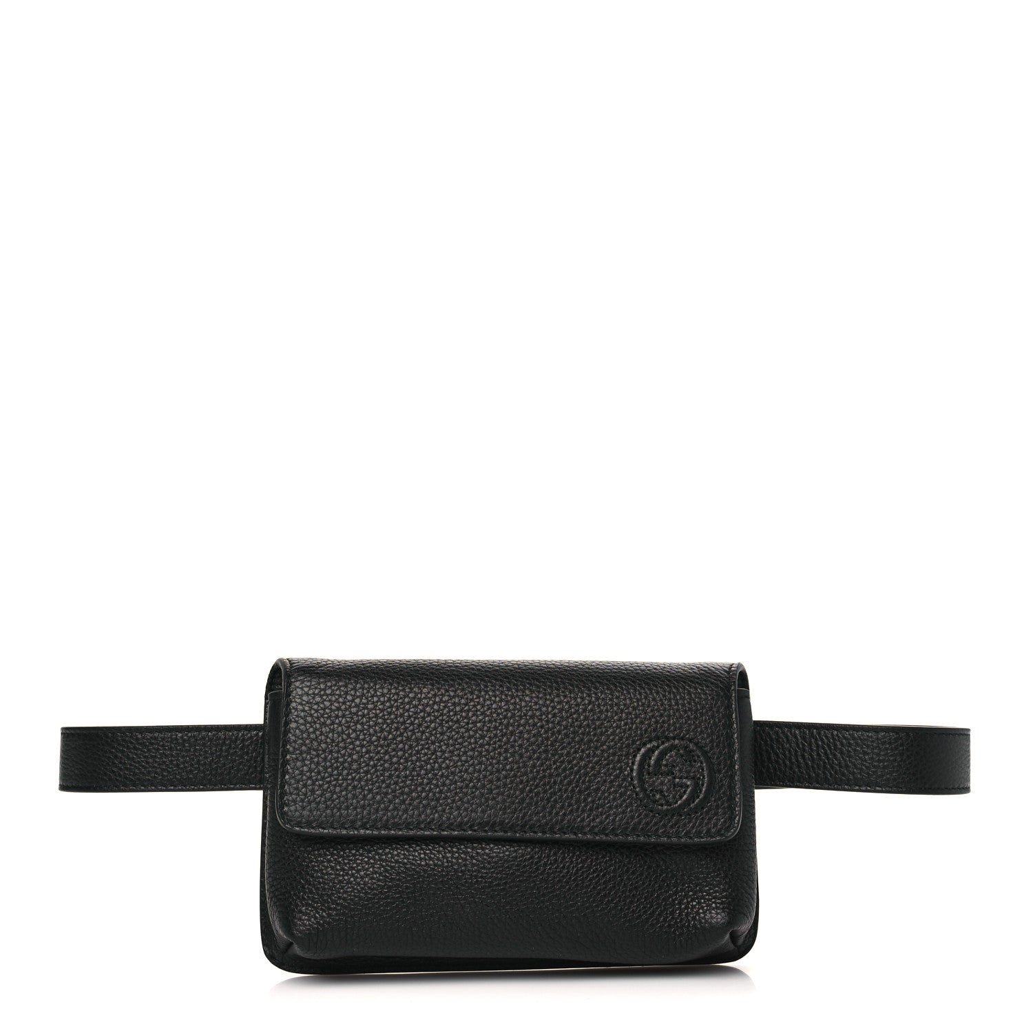 Gucci Pebbled Calfskin Soho Flap Belt Bag Black 1 of 9
