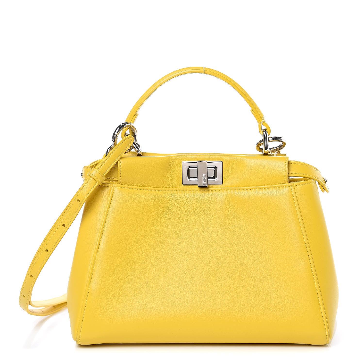 Fendi Nappa Mini Peekaboo Iconic Satchel Lime 1 of 11