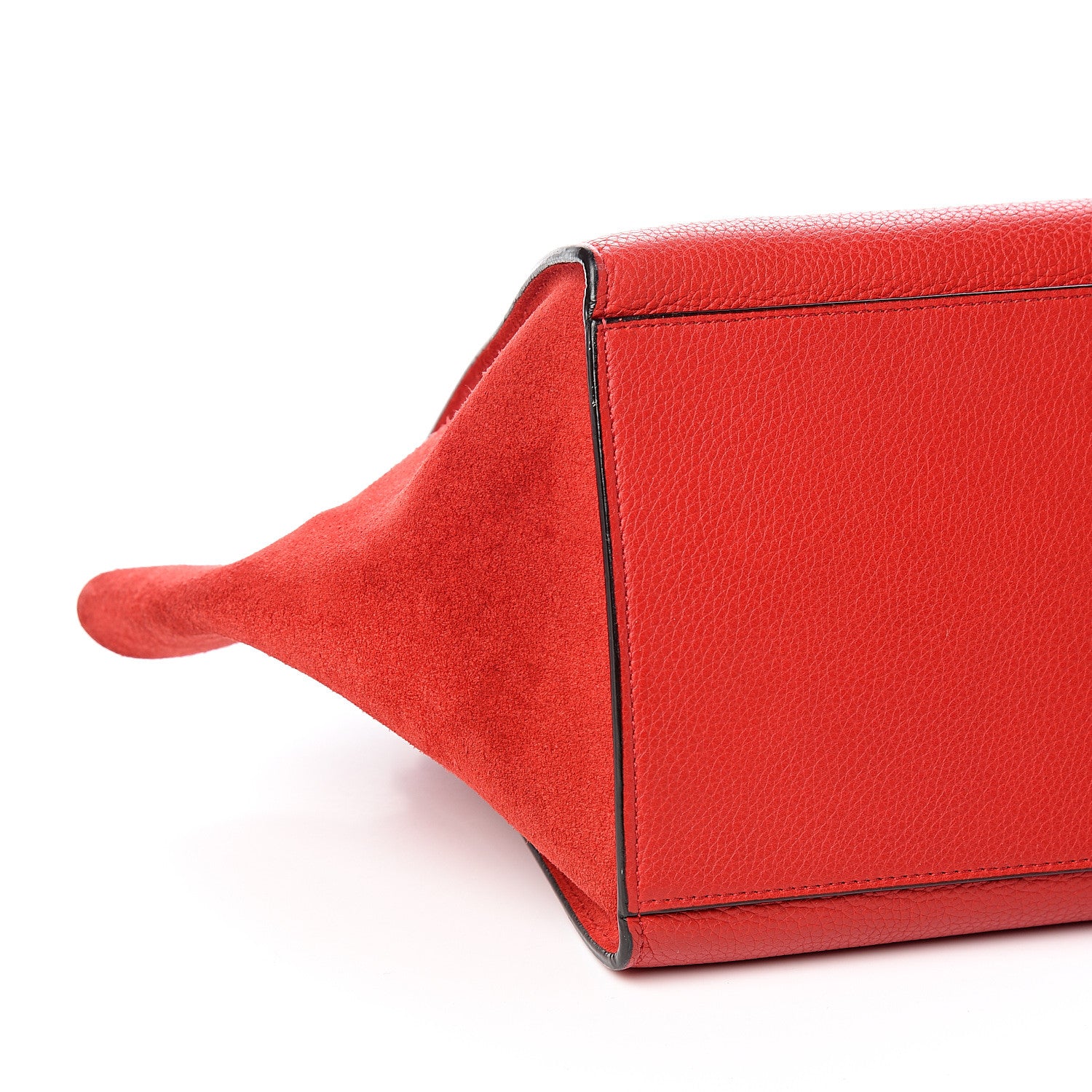 Celine Drummed Calfskin Suede Small Trapeze Coquelicot 6 of 9