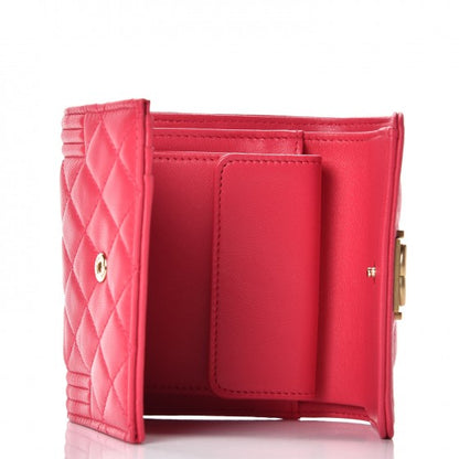 Chanel Lambskin Quilted Compact Boy Wallet Fuchsia 5 of 9