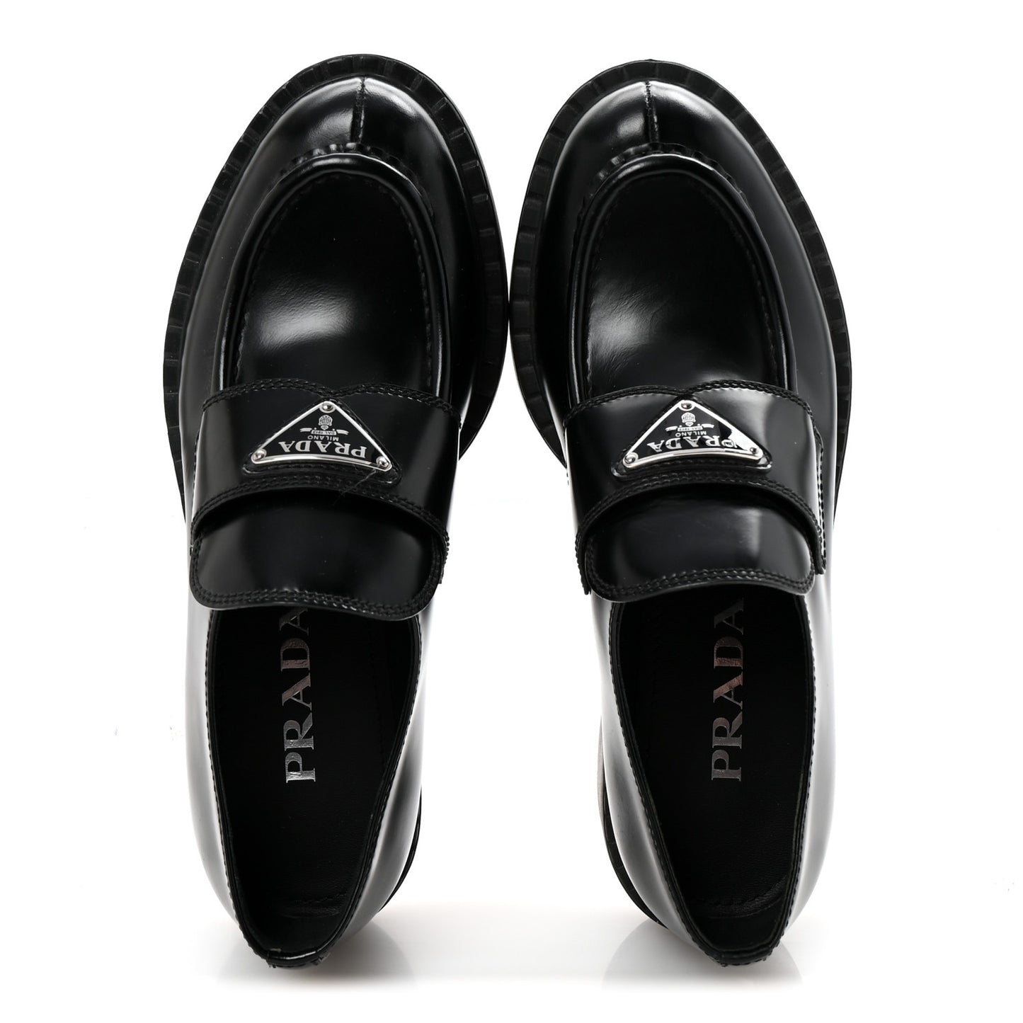 Spazzolato Metal Triangle Logo 50mm Loafers 36.5 Black