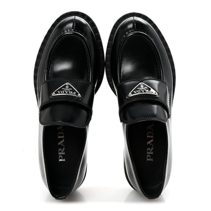 Prada Spazzolato Metal Triangle Logo 50mm Loafers 36.5 Black 2 of 10